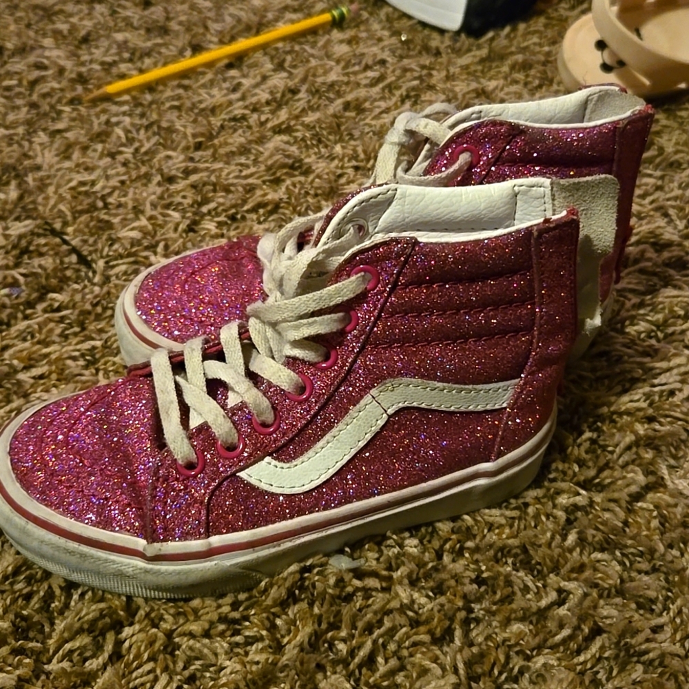 VANS Sk8-Hi Zip Glitter Girls Shoes sz 12